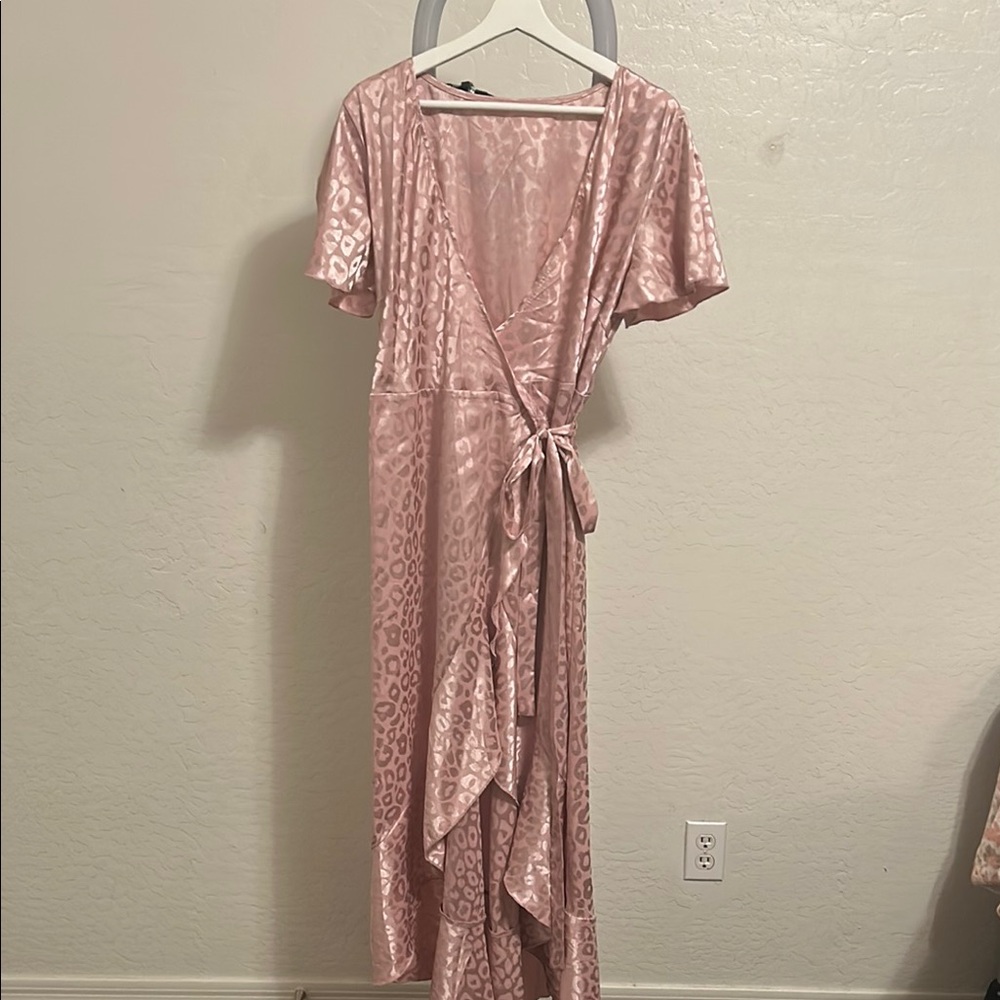 Leopard Print Pink Wrap Dress